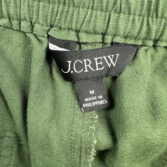 J. Crew Pants Womens Medium Green Seaside Linen Blend Casual Pockets Coastal - Picture 3 of 10
